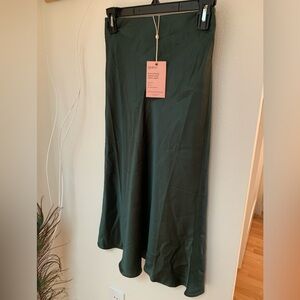 Quince 100% Silk Skirt Forest Green XS New